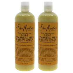 SHEA MOISTURE Raw Shea Butter 2-In-1 Foaming Milk & Body Wash - Pack Of 2 By for Unisex - 16 OZ Body Wash
