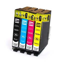 GOTONERS Generic Packaged 4Pk Epson New Compatible T220Xl Cmyk High Yield Inkjet Cartridges for Epson Workforce Wf-2630/2650/2660