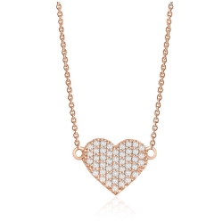 MYDIAMOND 14K Single 0.30Ctw Pave Diamond Heart Necklace In Multicolor