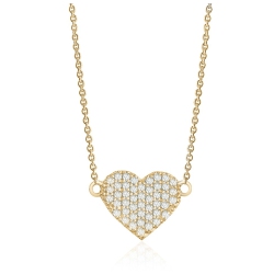 MYDIAMOND 14K Single 0.30Ctw Pave Diamond Heart Necklace In Multicolor