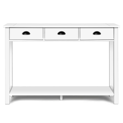 COSTWAY 47" Console Table Hall Table Side Desk Accent Table Drawers Shelf Entryway In White