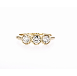 MYDIAMOND 14K Three 0.73Ctw Diamond Stone Bridal Engagement Ring- Size 6 In Multicolor