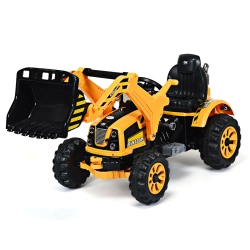 COSTWAY 12V Battery Powered Kids Ride On Excavator Truck With Front Loader Digger In Yellow