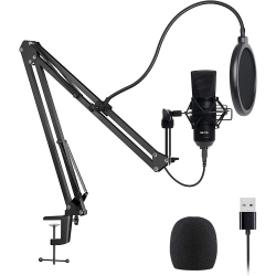 NAVOR Condenser Microphone Combo, Cardioid Professional PC Mic Kit \w Adjustable Mic Suspension Scissor Arm, Shock Mount And Pop Filter for Studio
