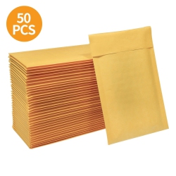 HBLIF E 4X8 Inches Kraft Bubble Mailers Self Seal Padded Envelopes Shipping Envelopes Mailing Bags, Pack Of 50