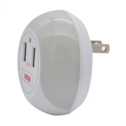 RCA Rnl446 Led Automatic Night Light With 2 USB Port In White