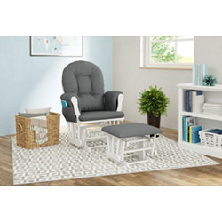 Storkcraft Hoop Glider and Ottoman Set - White