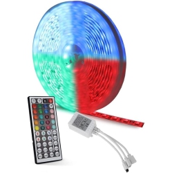 HLD Led Strip Light Kit 16.4Ft/5M Flexible Color Changing Rf Remote Led Lights Strips 5050 RGB Rope Light With 44 Key Controller