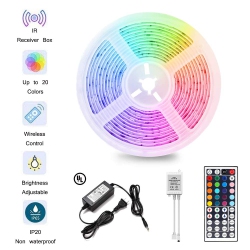 HLD Led Strip Lights With Remote 5M 16.4 Ft 5050 RGB 150Leds Flexible Color Changing Full Kit With 44 Key Remote Controller