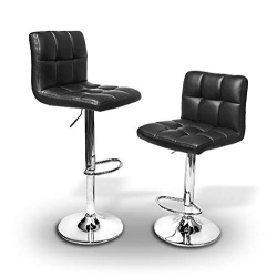 DURAMEX (Tm) Set Of 2 Height Adjustable Pu Leather Hydraulic Lift Counter Bar Stool Dining Chair In Black