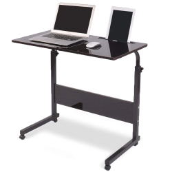 DURAMEX (Tm) Adjustable Rolling Mobile Table 31.4" Portable Laptop Computer Stand Desk Cart Tray In Black