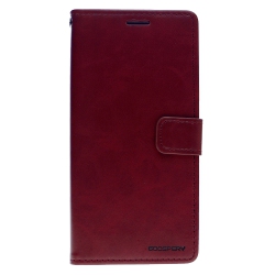 GOOSPERY Final Sale Topsave Bluemoon Card Slot W/magnetic Clip Leather Folio Wallet Flip for Samsung Galaxy A20 In Burgundy