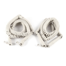 UNIQUE BARGAINS 2PCs 7 Meters Stretchy Telephone Handset Coiled Spiral Cable Cord 4P4C Rj9