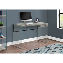 Monarch Computer Desk with Drawer- Grey/Glass