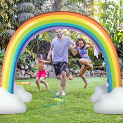 GYMAX Inflatable Rainbow Sprinkler Backyard Games Summer Outside Water Toy Yard Fun