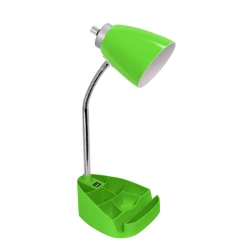 LIMELIGHTS Gooseneck Organizer Desk Lamp With Ipad Tablet Stand Book Holder And USB Port In Green
