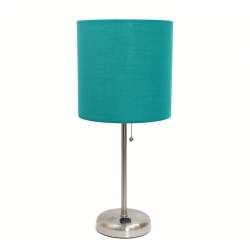 ALL THE RAGES CANADA Limelights Metal Stick Lamp W/ Power Outlet With Teal Shade In Silver