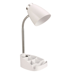 LIMELIGHTS Gooseneck Organizer Desk Lamp With Ipad Stand Or Book Holder In White