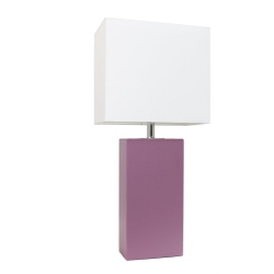 ALL THE RAGES CANADA Elegant Designs Leather Table Lamp In Purple With Shade In White