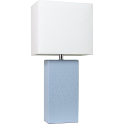 ALL THE RAGES CANADA Elegant Designs Leather Table Lamp In Periwinkle With Shade In White
