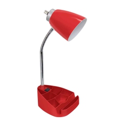 LIMELIGHTS Gooseneck Organizer Desk Lamp With Ipad Tablet Stand Book Holder - In Red
