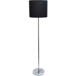 ALL THE RAGES CANADA Simple Designs Metal Floor Lamp W/ Foot Switch In Nickel With Shade In White