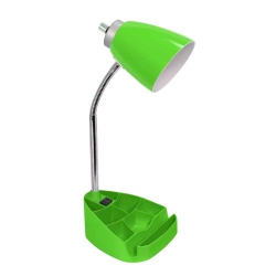 LIMELIGHTS Gooseneck Organizer Desk Lamp With Ipad Tablet Stand Book Holder And Charging Outlet - In Green