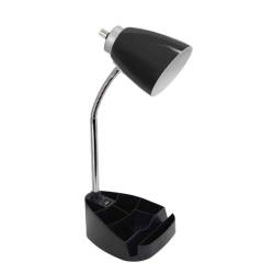 LIMELIGHTS Gooseneck Organizer Desk Lamp With Ipad Tablet Stand Book Holder And USB Port - In Black