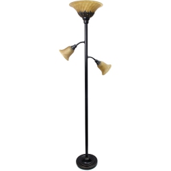 ALL THE RAGES CANADA Elegant Designs Metal 3 Light Floor Lamp In Restoration Bronze With Cream Shades