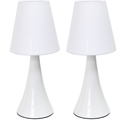 ALL THE RAGES CANADA Simple Designs Metal Valencia Touch Table Lamp 2 Pack In With Shade In White