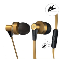 ESCAPE PLATINUM Ehp092 Hands-Free Metal Earphones With Microphone In Gold