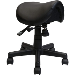 NICER INTERIOR Furniture Adjustable Saddle Stool Swivel Salon Stool Massage Stool Dental Chair Pu Leather In Black