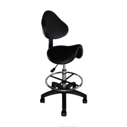 NICER INTERIOR Furniture Adjustable Saddle Stool Swivel Salon Massage Dental Chair Pu Leather With Backrest (With Footring) In Black
