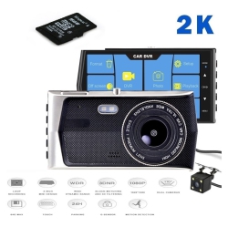 HDVID New 2026 2K Dash Cam 4" Ips Touch Screen Dual Lens Car Camera 1080P Fhd Video Record And Backup Camera, 170 Degree Angle, G-Sensor, Parking