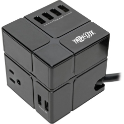 TRIPP LITE Surge Protector Power Cube 3-Outlet 6 USB-A 7.2A 6Ft Cord In Black
