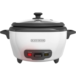 BLACK DECKER Black + Decker - Rice Cooker/steamer, 6 Cup Capacity, Nonstick Bowl In White