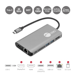 SIIG USB-C Mst Video With Hub, LAN And Pd 3.0 Docking