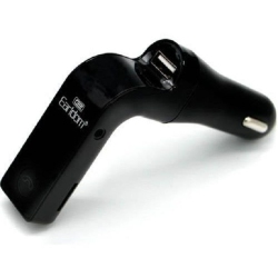 EARLDOM Wireless Bluetooth Fm Transmitter Handsfree Car Kit With 2-Port USB Charging & Music Control - Silver/white