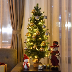 COSTWAY 3Ft Pre-Lit Spruce Tabletop Christmas Tree Battery Operated W/lights & Timer