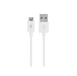 MONOPRICE USB-A to Micro B Cable - 3 Feet - White, Polycarbonate Connector Heads, 2.4A, 22/30Awg - Select Series