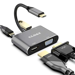 CLDAY USB C to 4K HDMI VGA Adapter 4-In-1 Hub USB 3.0 Otg Charging Power Pd Port Compatible for Macbook Pro/dell