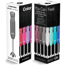 CHEFMAN Immersion Stick Blender With 300W Motor, 2-Speed Control, Stainless Steel Blades And Soft Touch Grip One Hand Mixer In Silver