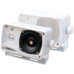 PYLE Plmr24 Hydra Series 3.5" 200-Watt 3-Way Weatherproof Mini-Box Speaker System (White)