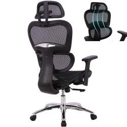 MOUSTACHE Tilt Recline Office Chair \w Headrest And Padded Flip-Up Armrest, Mesh High Back Manager And Executive Chairs Computer Basic Rest Chair Up