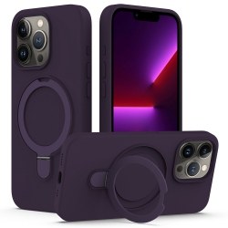 CC Topsave Magnetic Ring Stand Liquid Silicone Slim Thin Shockproof Protective Cover for Iphone 16 Pro Max 6.9", Dark In Purple