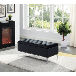 KOZY NICHE Imperial Tufted Bench With Storage (Black)