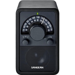 SANGEAN Wr-15Bk Am/fm Table Top Wooden Radio Leatherette In Black