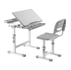 UNITED CANADA Avicenna Children's Study Desk & Chair Set - Multifunctional, Height Adjustable, Tiltable, Etc. -Grey