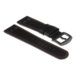 DASSARI Pilot Leather Watch Band Strap for Samsung Galaxy Watch - 20MM - for 42MM Galaxy Watch - Black & In Red