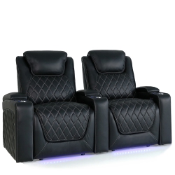 VALENCIA SEATING Oslo Premium Top Grain Leather Power Recliner, Power Headrest Led Lighting Home Theatre Seating - 2-Seats